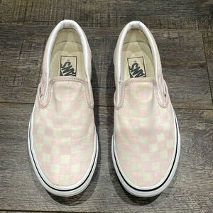 Vans Shoes Classic Blush Pink Checkerboard Slip on Sneakers Women's Size 6